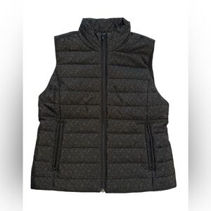 LOFT Black Quilted Puffer Vest with Flower Pattern - Size Small